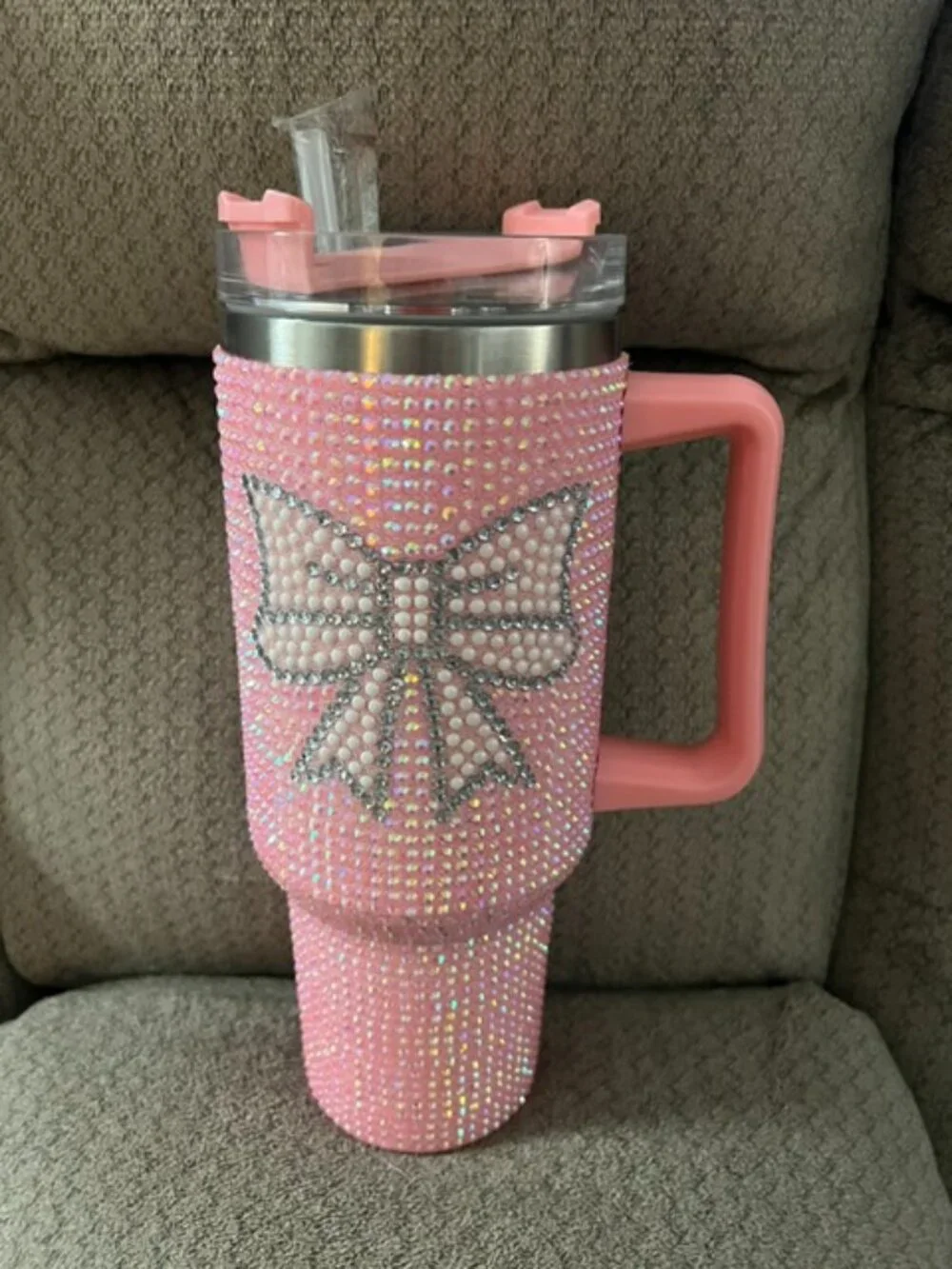 SPARKLE BOW 40 OZ STAINLESS STEEL TUMBLER